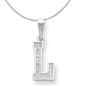 Silver, Sami Collection, Textured Block Initial L Necklace - 16 In
